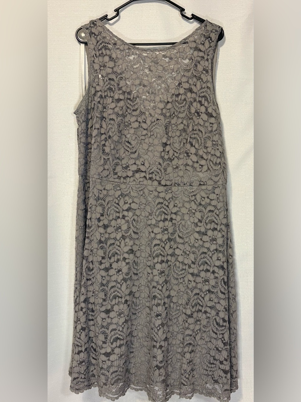 David's Bridal Lace A-Line Grey Dress